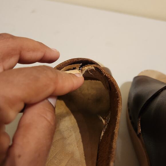 Sven Original Brown Leather Criss Cross Strap Open Toe Clog Sandal Sz 8.5 EU 39 - Picture 7 of 8